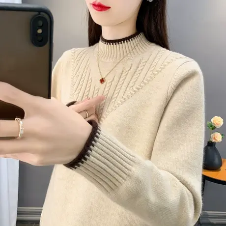 半高领加厚高级感超好看的毛衣女冬季2025新款秋冬内搭打底衫上衣商品大图
