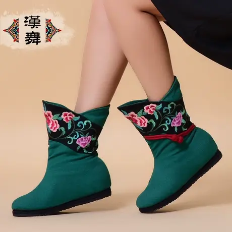 汉舞复古民族风女鞋老北京千层底内增高透气绣花女靴加厚棉靴秋实商品大图