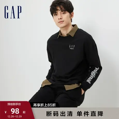 【断码优惠】Gap男女装秋季2023新款宽松长袖T恤773174情侣上衣图片
