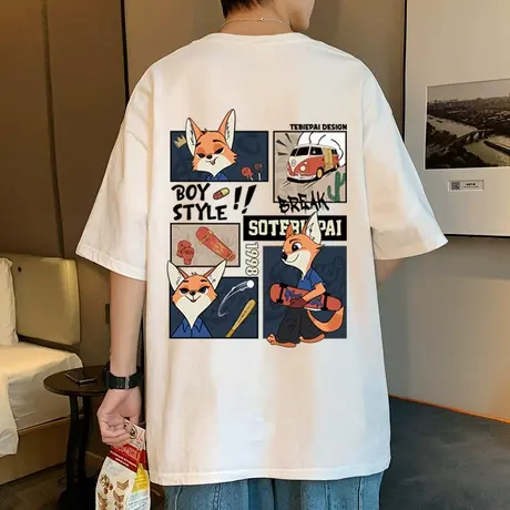 纯棉重磅短袖t恤男夏季衣服潮流美式高街半袖ins潮牌男装体恤上衣商品大图