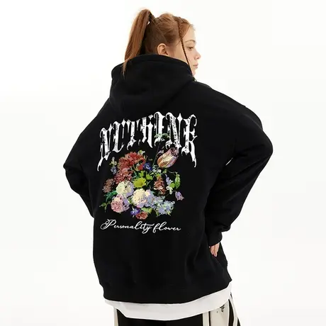 Nuthink美式潮流复古连帽卫衣男冬季中性风高街加肥加大宽松外套商品大图