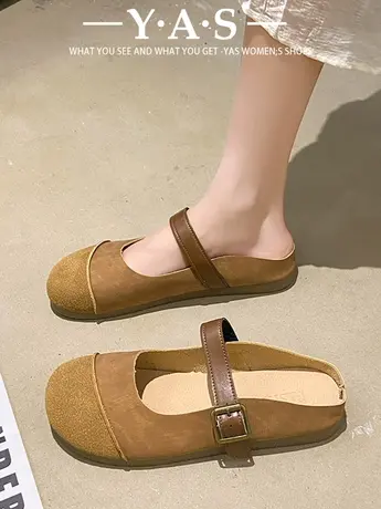 日系包头半拖鞋女夏外穿2024新款法式平底玛丽珍鞋懒人博肯穆勒鞋商品大图