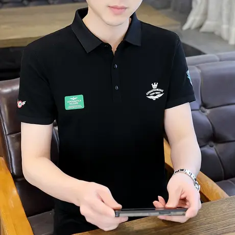 男士短袖t恤Polo衫夏季纯棉半袖休闲薄款翻领T恤衫男高档百搭潮流商品大图