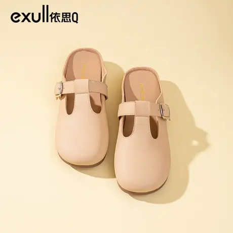 依思q包头半拖鞋女2024年春季新款缕空小香风无后跟懒人勃肯鞋女图片