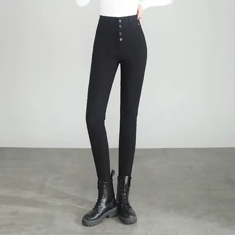 黑色牛仔打底裤女2023秋季新款修身百搭弹力铅笔裤高腰显瘦长裤子商品大图