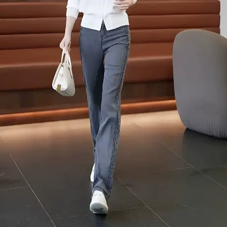 天丝牛仔阔腿裤女2023夏季薄款百搭时尚窄版直筒裤高腰显瘦拖地裤图片