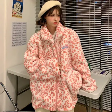 羊羔毛卫衣女2020新款秋冬宽松韩版ins上衣加绒加厚炸街开衫外套商品大图