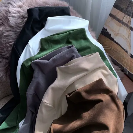 德绒加厚磨毛打底衫女秋冬半高领内搭加绒2020年新款百搭洋气长袖商品大图