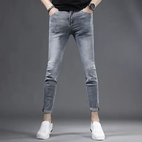 2023夏季新款九分牛仔裤男修身小脚薄款韩版潮流弹力男士裤子9分商品大图