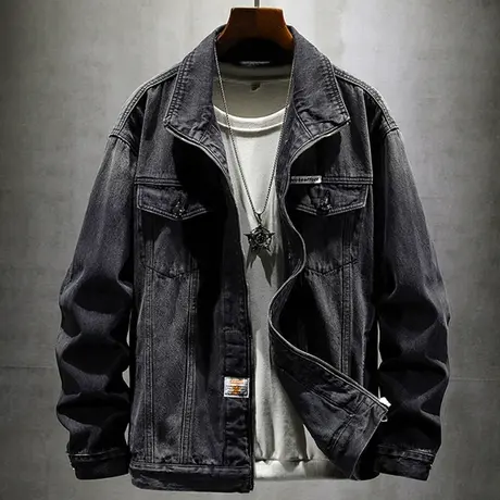 男款牛仔外套男ins潮牛仔夹克时尚舒适潮牌工装夹克男士宽松上衣图片