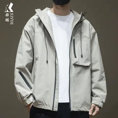 希越户外防水冲锋衣男2023秋冬新品情侣同款宽松大码百搭开衫外套商品大图