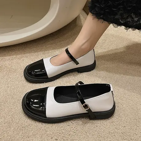 方头小皮鞋女2023年春秋新款复古英伦风学生气质jk法式玛丽珍单鞋商品大图