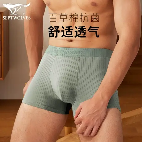 七匹狼男士内裤男生四角纯棉裆抗菌平角短裤衩秋季透气宽松加大码商品大图
