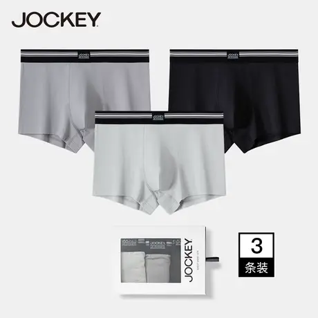 jockey男士内裤纯棉亲肤透气四角裤3条装防夹臀吸汗男生平角裤图片