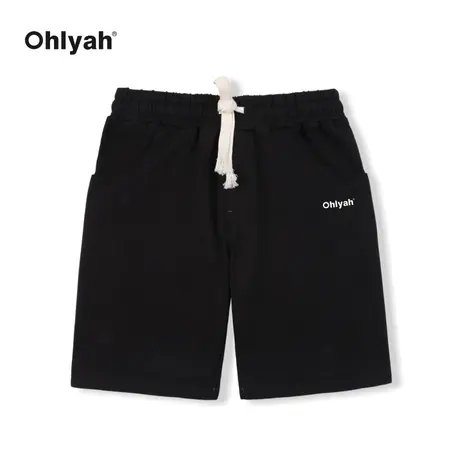 Ohlyah潮牌短裤女夏季宽松港味显瘦休闲ins潮阔腿中裤黑色五分裤图片