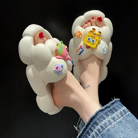 可爱雨花石拖鞋女夏季网红外穿卡通厚底踩屎感防滑家居室内凉拖鞋图片