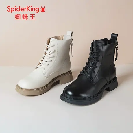 SPIDER KING/蜘蛛王马丁靴女真皮2023冬商场新款短筒薄绒都市潮流商品大图