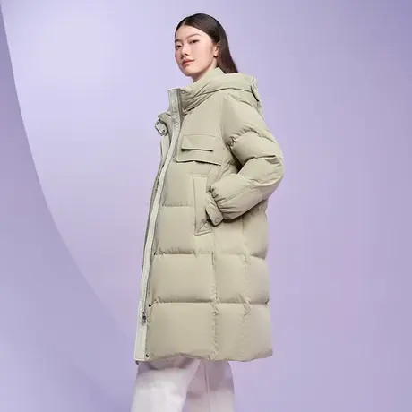 【商场同款】坦博尔22新款羽绒服女中长款连帽休闲冬外套TB331766图片