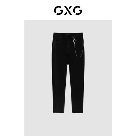 GXG男装 2022年秋季黑色时尚潮流休闲百搭舒适个性青年挂链牛仔裤商品大图