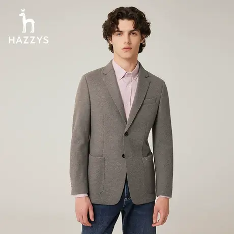 【羊毛混纺】Hazzys哈吉斯秋季新款保暖长袖单西男休闲上衣外套潮图片