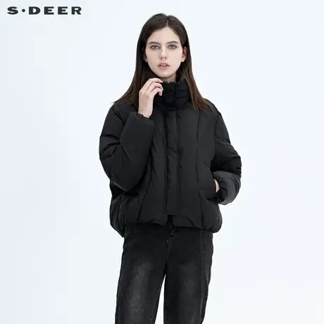 sdeer圣迪奥新品女装立领插袋短款羽绒服S20482441📑图片