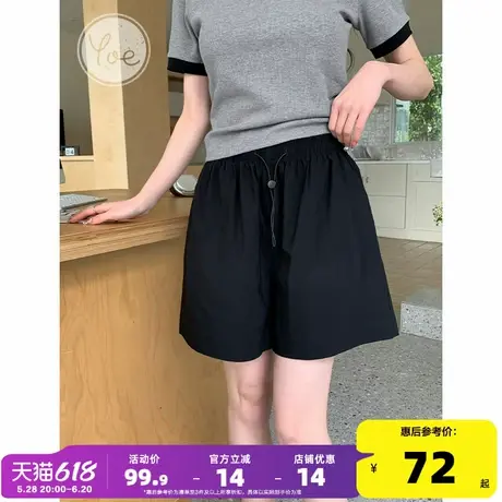 yoe工装短裤女黑色裤子下装宽松显瘦小个子休闲裤松紧腰抽绳小众图片