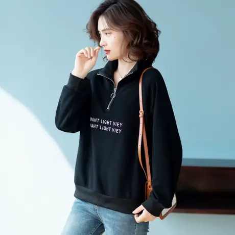 卫衣女春秋2023年新款韩版宽松bf慵懒风初秋薄款上衣早秋外套大码商品大图