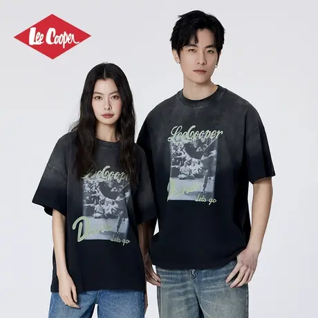Lee Cooper/李库珀 潮流情侣款水洗T恤男士2025夏季重磅纯棉短袖商品大图
