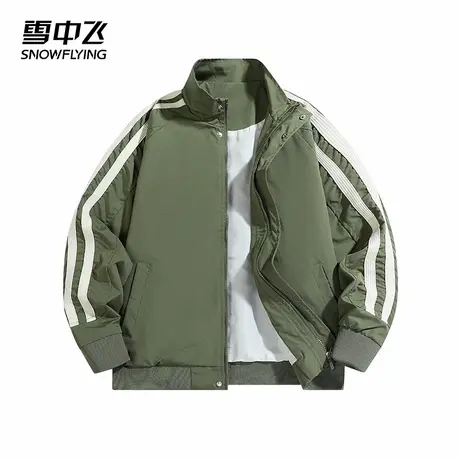 雪中飞2025春季新款潮牌男装韩版复古撞色拼接立领外套宽松夹克商品大图