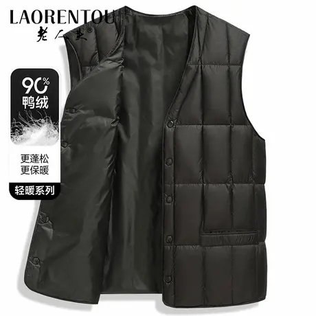 老人头羽绒马甲男内外穿2025秋冬季中老年爸爸装羽绒内胆保暖背心商品大图