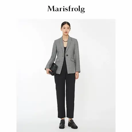【言选好物】Marisfrolg玛丝菲尔秋季新款黑色三醋酸直筒休闲裤商品大图