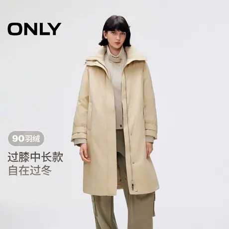 ONLY2025冬季新款休闲茧型保暖针织立领插肩袖过膝中长款羽绒服女商品大图