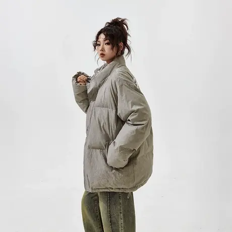 YEP美式复古立领棉服女加厚冬季外套2023新款宽松oversize棉衣潮商品大图