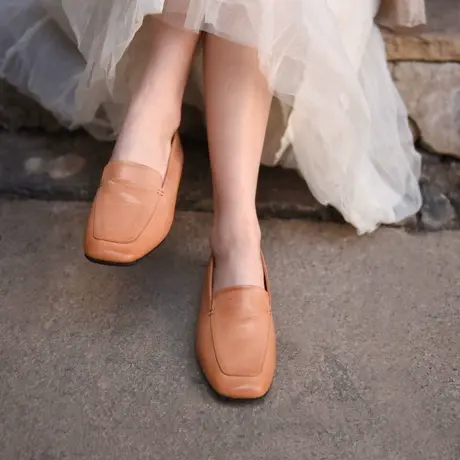 Artmu阿木原创复古平底单鞋女舒适2023新款方头日系小皮鞋乐福鞋商品大图