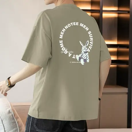 250g重磅纯棉短袖t恤男圆领上衣服夏季宽松半袖美式潮流全棉体恤商品大图