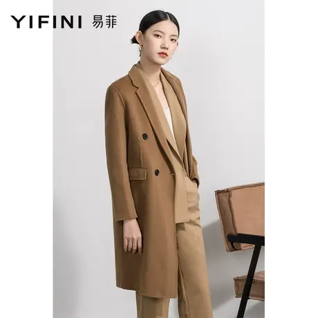 Yifini/易菲双面呢大衣女小个子外套中长款秋冬高级大气呢子外套商品大图