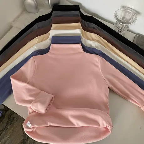 针织衫女半高领打底衫小香风内搭秋冬羊绒加绒毛衣2024年新款上衣商品大图