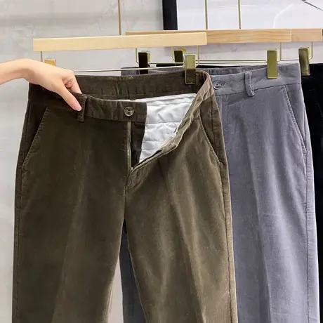 灯芯绒男冬季宽松长裤秋冬款西裤小脚垂感直筒高端休闲裤毛呢裤子商品大图