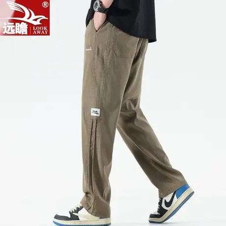 冰丝休闲裤男士夏季薄款宽松工装天丝美式潮牌直筒阔腿长裤子男款商品大图