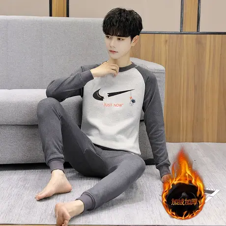 男生保暖内衣套装学院风初中学生青少年大童装加绒加厚秋衣秋裤男图片