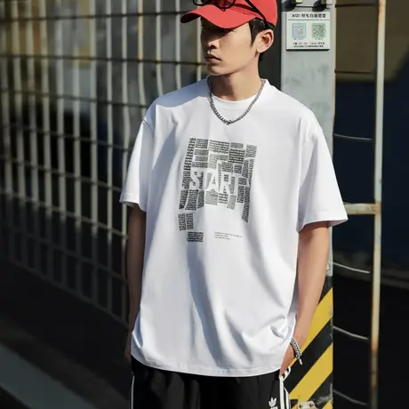 唐狮夏季男短袖T恤青少年前胸印花休闲打底圆领衣服宽松半袖上衣图片