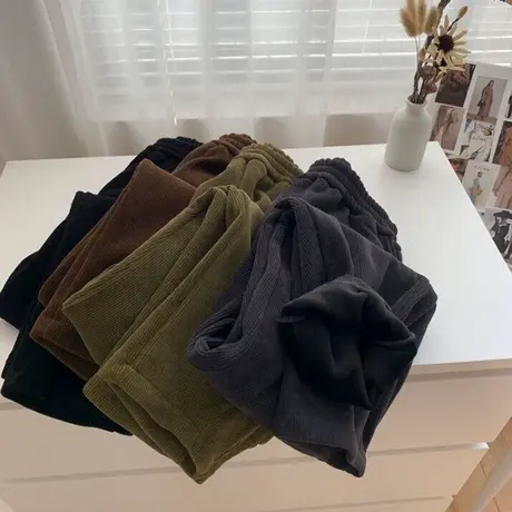 松紧腰阔腿休闲裤女2024新款秋冬装宽松显瘦百搭运动灯笼束脚卫裤图片