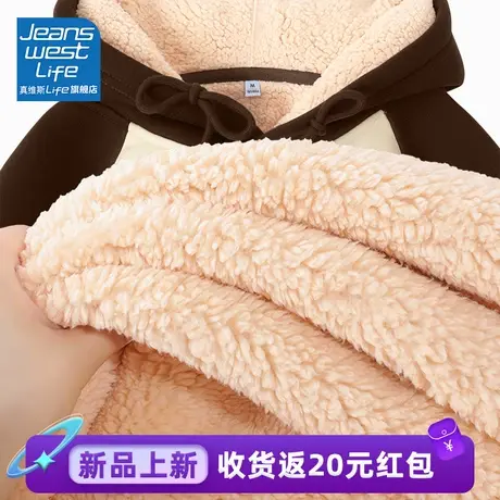 真维斯LIFE2023爆款加绒卫衣女秋冬潮时尚女生外套情侣装上衣女商品大图