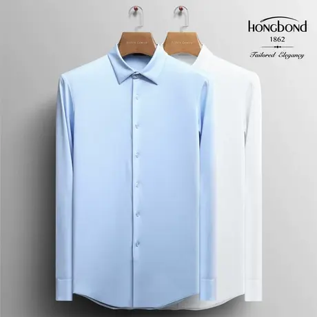 红邦创衣 2023秋冬针织纯棉衬衫男长袖衬衣内搭韩版潮流商务修身图片