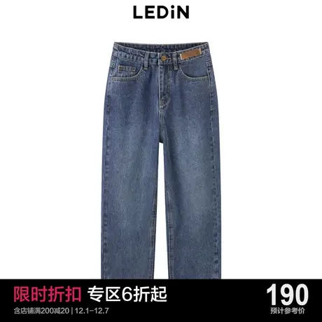 乐町烟管裤女牛仔裤2023年秋季新品直筒裤C2HAC3401图片