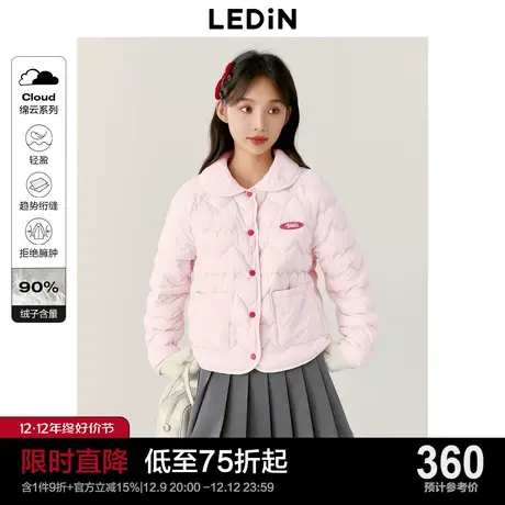 乐町甜美爱心绗缝羽绒衬衫外套23年秋冬新款火山岩轻薄保暖羽绒服商品大图