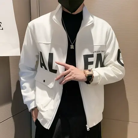 秋季时尚休闲简约个性冲锋衣青少年学生潮牌外套痞帅ins拼接夹克商品大图