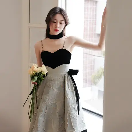 吊带小晚礼服裙轻奢小众高端赫本风生日连衣裙女性感名媛气质宴会商品大图