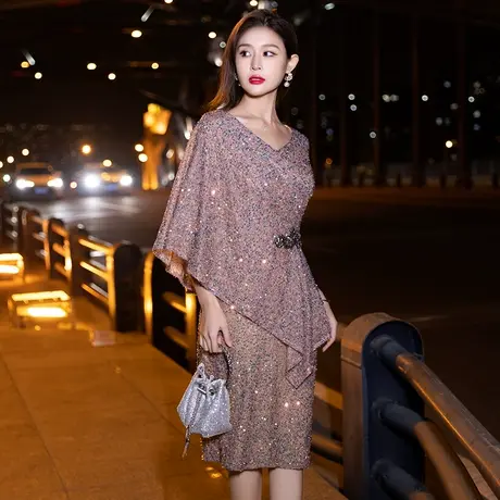 小晚礼服裙女平时可穿宴会年会主持人轻奢小众名媛气质显瘦连衣裙图片