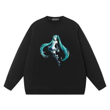 秀洛16周年纪念版初音未来miku纯棉圆领卫衣男女长袖上衣打底衣服图片